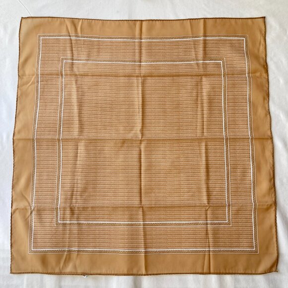 Vintage Beige Chevron Weave Print Polyester Square Scarf 27" X 27" Japan White - Picture 2 of 13